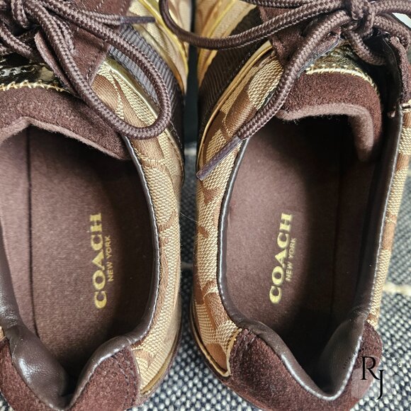 Coach Remonna Canvas & Suede Signature C Logo Sneakers - Picture 8 of 11